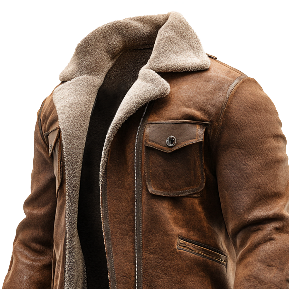 Nico - Giacca in Pelle Marrone Vintage
