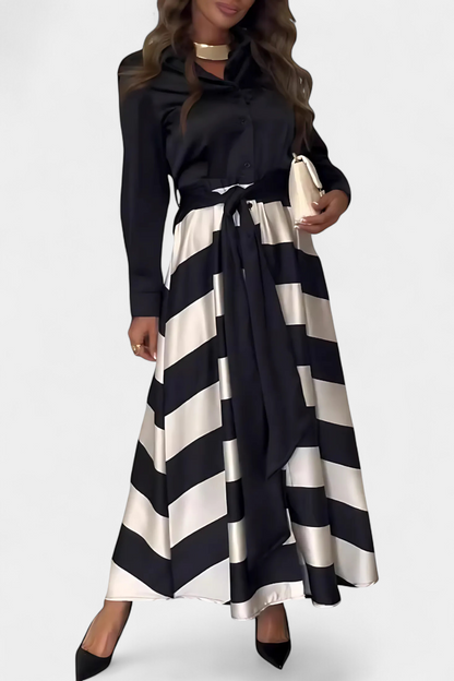 Zoe - Abito Camicia Lungo a Righe con Cintura