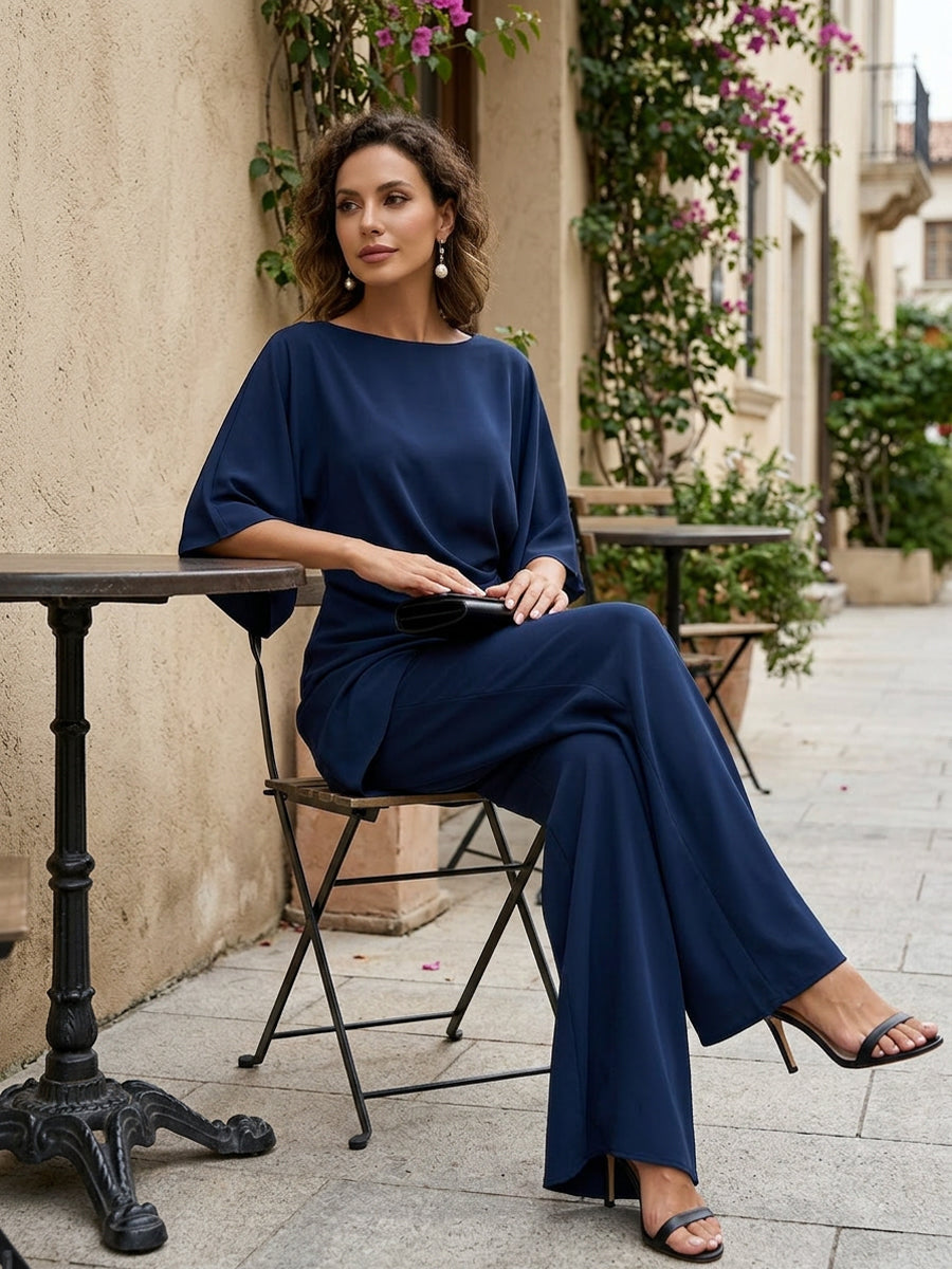 Gabriella | Completo Blusa Drappeggiata e Pantalone Ampio