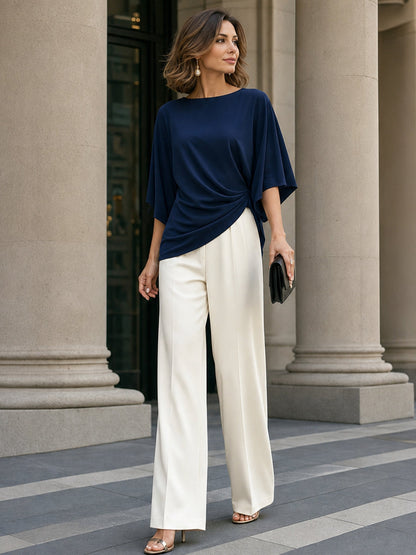Gabriella | Completo Blusa Drappeggiata e Pantalone Ampio