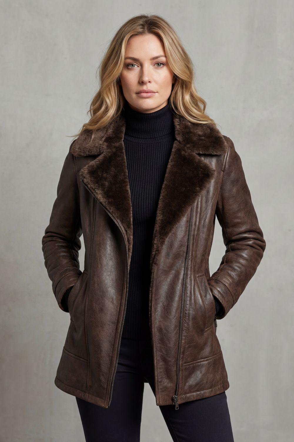 Michelle – Giacca in pelle con fodera in montone