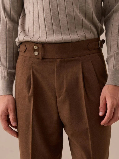 Mauro - Pantaloni a vita alta con doppia piega