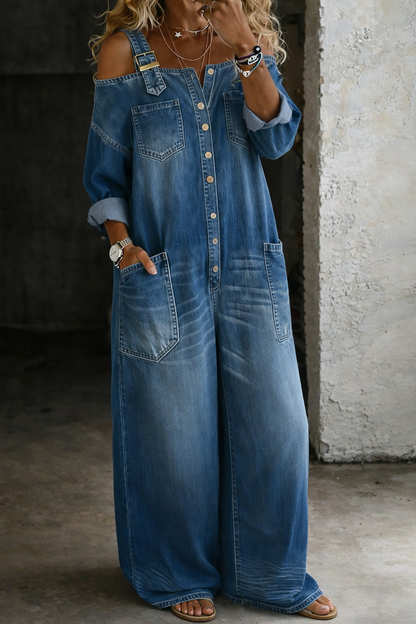 Lorena | Tuta di jeans con spalle scoperte