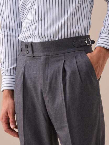 Mauro - Pantaloni a vita alta con doppia piega