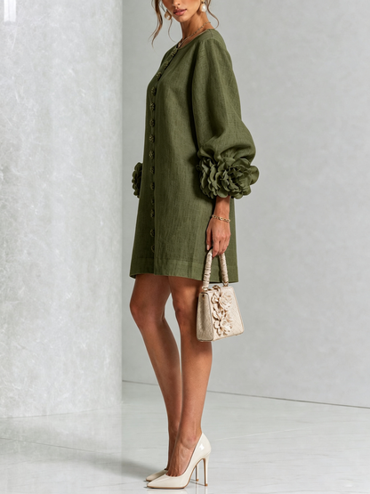Lola | Mini Abito con Stampa Floreale e Chiusura a Bottoni