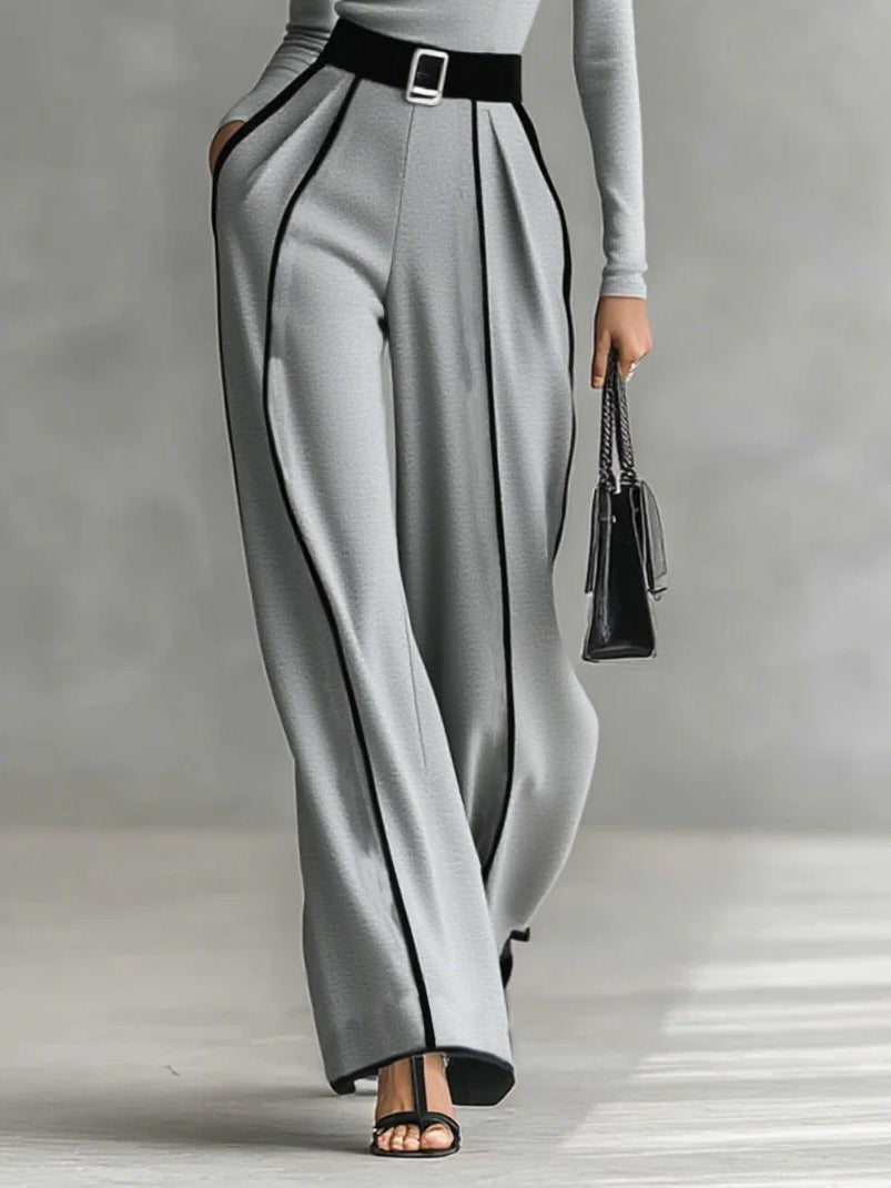 Masi™ - Completo top a collo alto con maniche lunghe e pantaloni a gamba larga con cintura