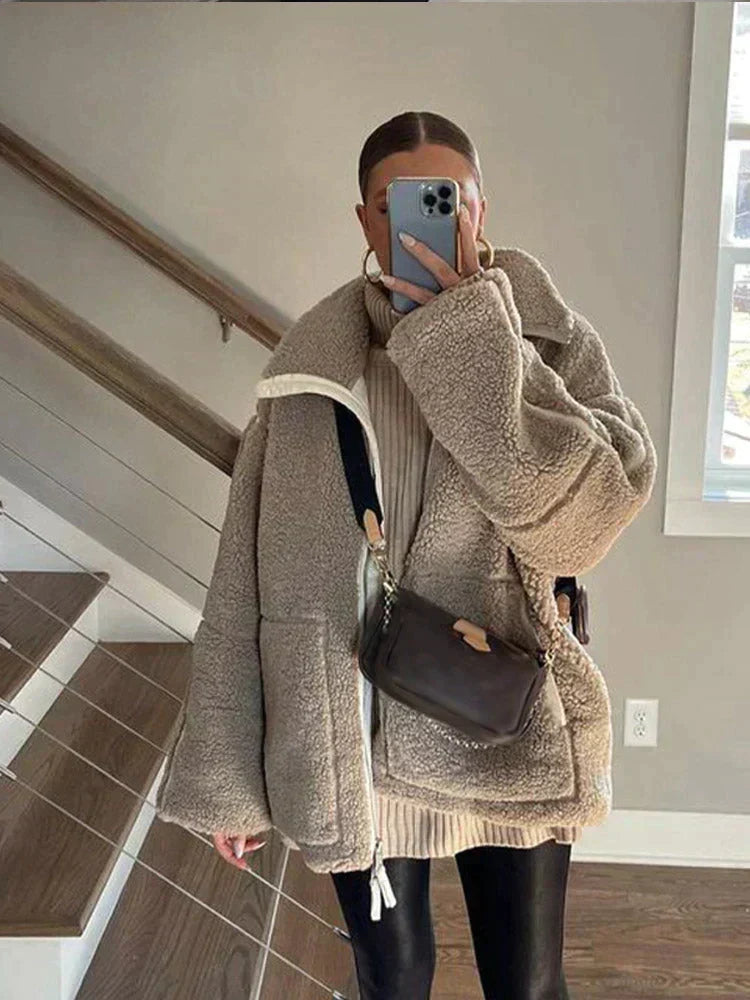 Silvana | Giacca Teddy Oversize a Collo Alto