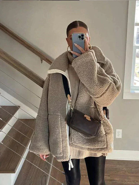 Silvana | Giacca Teddy Oversize a Collo Alto