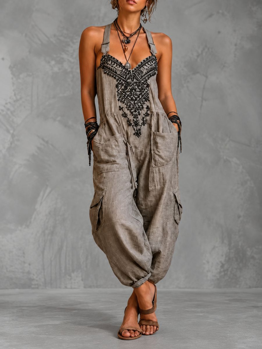 Emma | Tuta Boho con Tasche Applicate